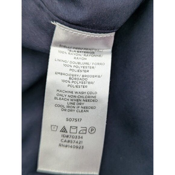 Loft V Neck Mini Dress Size 2 Floral Embroidered Sleeveless Cocktail Dark Blue - Picture 12 of 13